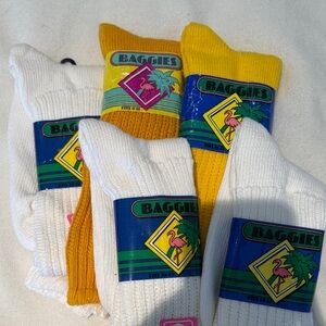 Women's Yellow and White Crew Socks